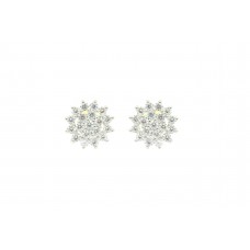 Women's Ear tops big studs Earrings White Gold Plated white Zircon round Stone